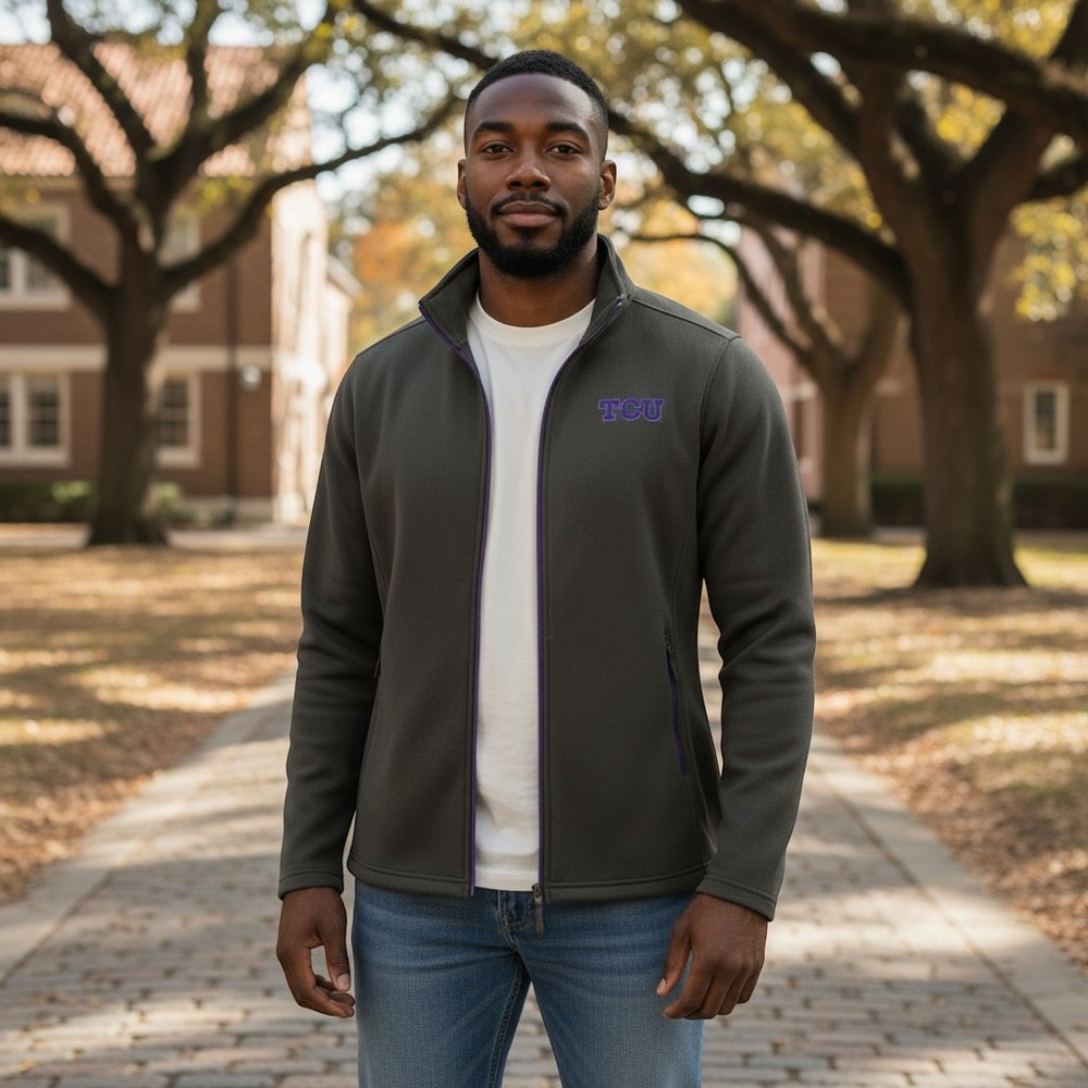 Colosseum TCU Horned Frogs Men's L Full Zip Fleece Jacket Long Sleeve NCAA Gear